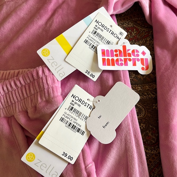 Nordstrom’s Zella Sweatsuit Joggers Loungewear Velour Set, Rose Pink | M (8/10) - Picture 15 of 16